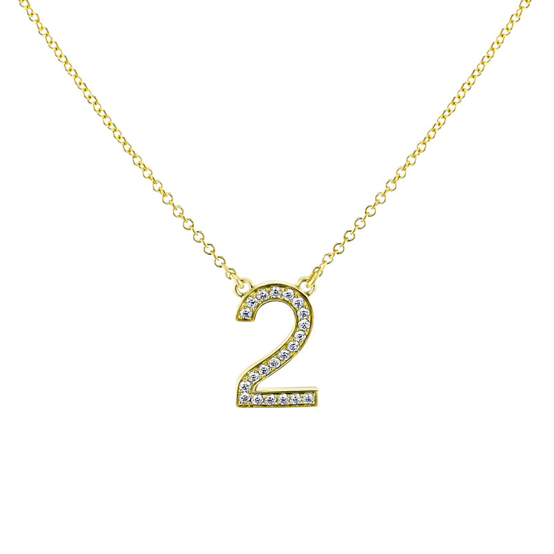 Personalized Number Pendant Necklace in 18k Gold with Diamonds - Simon G. Jewelry