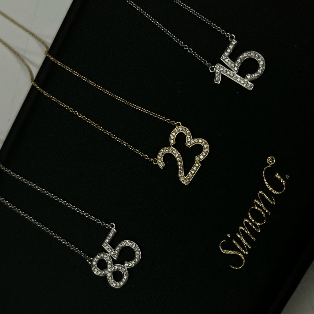 Gold diamond number pendant online
