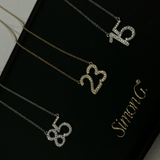 Personalized Two - number Pendant Necklace in 18k Gold with Diamonds - Simon G. Jewelry