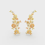 Garden Drop Earrings in 18k Gold with Diamonds & Sapphires