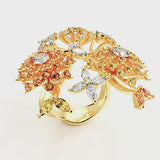 Garden Fashion Ring in 18k Gold with Diamonds & Sapphires