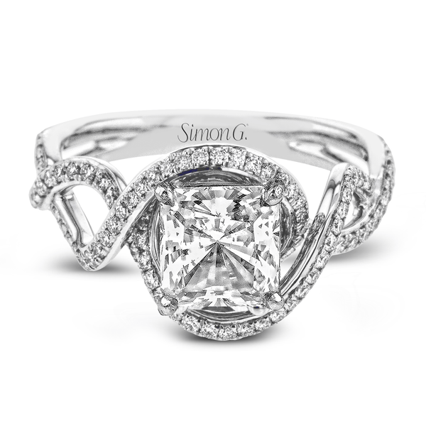 Princess - Cut Criss - Cross Engagement Ring In 18k Gold With Diamonds - Simon G. Jewelry