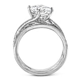 Princess - cut Criss - cross Engagement Ring in 18k Gold with Diamonds - Simon G. Jewelry