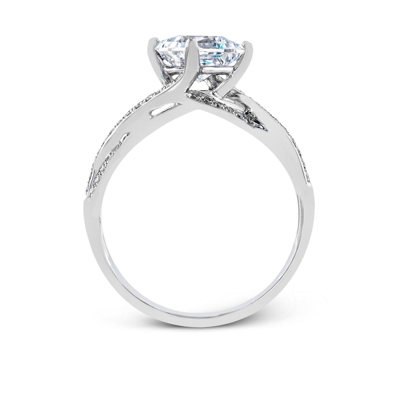 Princess - cut Criss - cross Engagement Ring & Matching Wedding Band in 18k Gold with Diamonds - Simon G. Jewelry