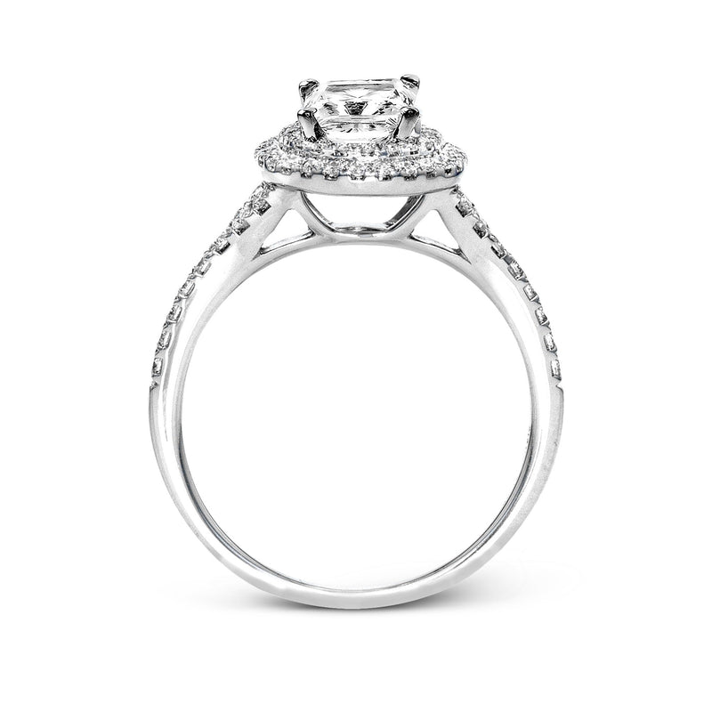 Princess - Cut Double - Halo Engagement Ring In 18k Gold With Diamonds - Simon G. Jewelry