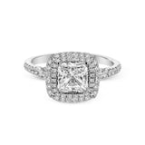 Princess - Cut Double - Halo Engagement Ring In 18k Gold With Diamonds - Simon G. Jewelry