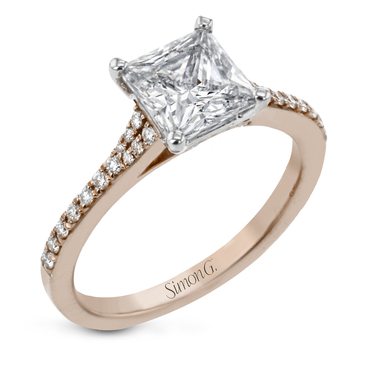 Princess-Cut Engagement Ring In 18k Gold With Diamonds – Simon G