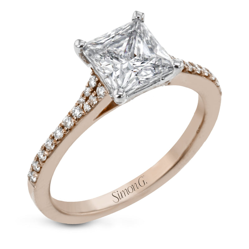 Princess - Cut Engagement Ring In 18k Gold With Diamonds - Simon G. Jewelry