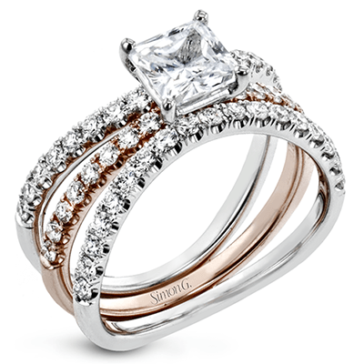 Princess - cut Engagement Ring & Matching Wedding Band in 18k Gold with Diamonds - Simon G. Jewelry