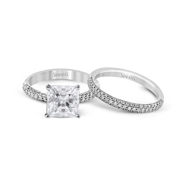 Princess - cut Engagement Ring & Matching Wedding Band in 18k Gold with Diamonds - Simon G. Jewelry