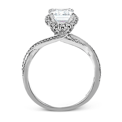 Princess - Cut Halo Criss - Cross Engagement Ring In 18k With Diamonds - Simon G. Jewelry