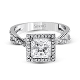 Princess - Cut Halo Criss - Cross Engagement Ring In 18k With Diamonds - Simon G. Jewelry