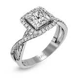 Princess - Cut Halo Criss - Cross Engagement Ring In 18k With Diamonds - Simon G. Jewelry