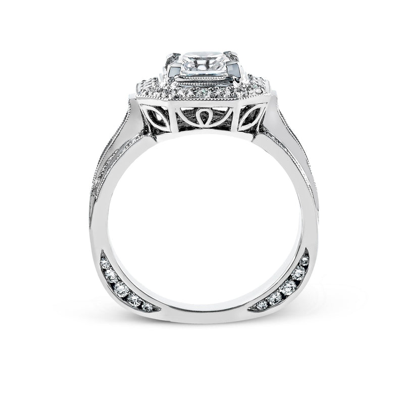 Princess - cut Halo Engagement Ring in 18k Gold with Diamonds - Simon G. Jewelry