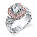 Princess - cut Halo Engagement Ring in 18k Gold with Diamonds - Simon G. Jewelry
