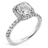 Princess - cut Halo Engagement Ring & Matching Wedding Band in 18k Gold with Diamonds - Simon G. Jewelry