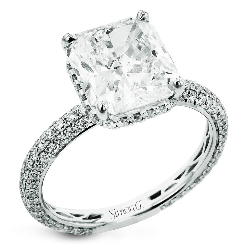 Princess - cut Hidden Halo Engagement Ring in 18k Gold with Diamonds - Simon G. Jewelry