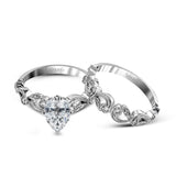 Princess - cut Trellis Engagement Ring & Matching Wedding Band in 18k Gold with Diamonds - Simon G. Jewelry