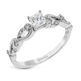 Princess - cut Trellis Engagement Ring & Matching Wedding Band in 18k Gold with Diamonds - Simon G. Jewelry