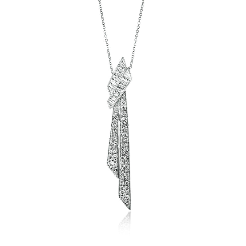 Ribbon Pendant in 18k Gold with Diamonds - Simon G. Jewelry