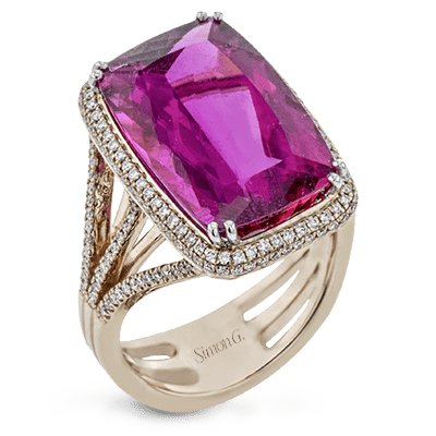 Ring In 18k Gold With Rubellite And Diamonds - Simon G. Jewelry