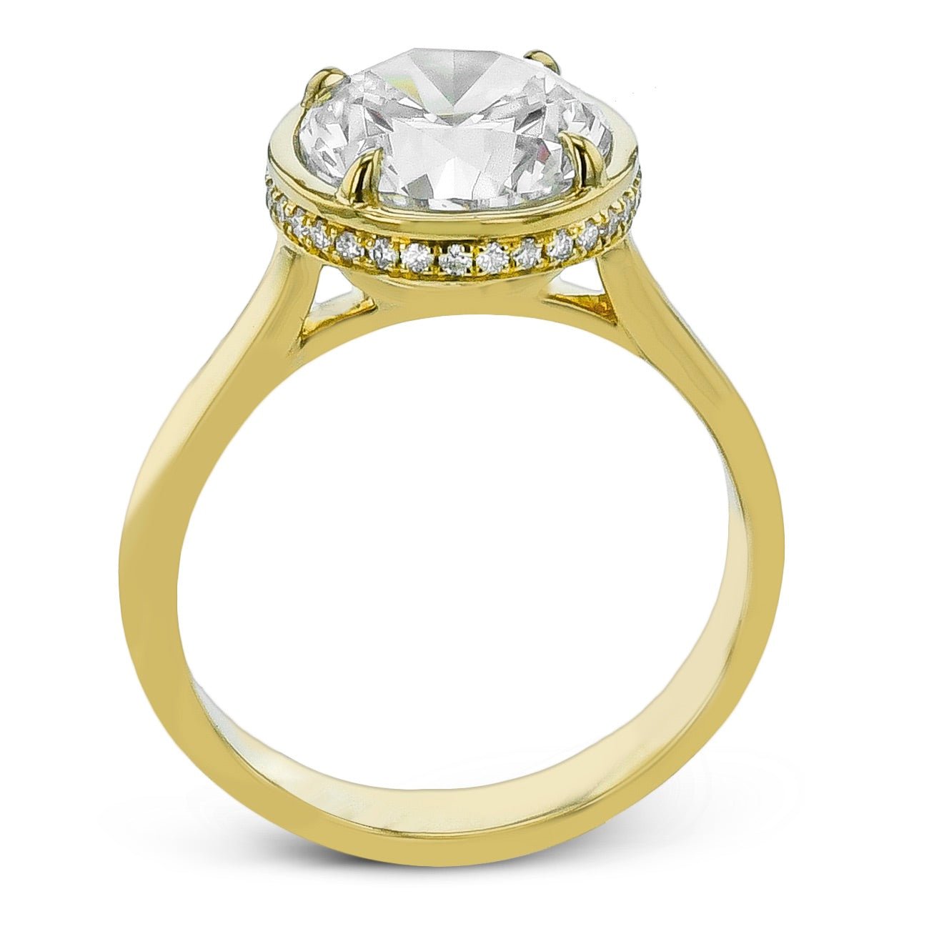 Round - cut Bezel Engagement Ring in 18k Gold with Diamonds - Simon G. Jewelry