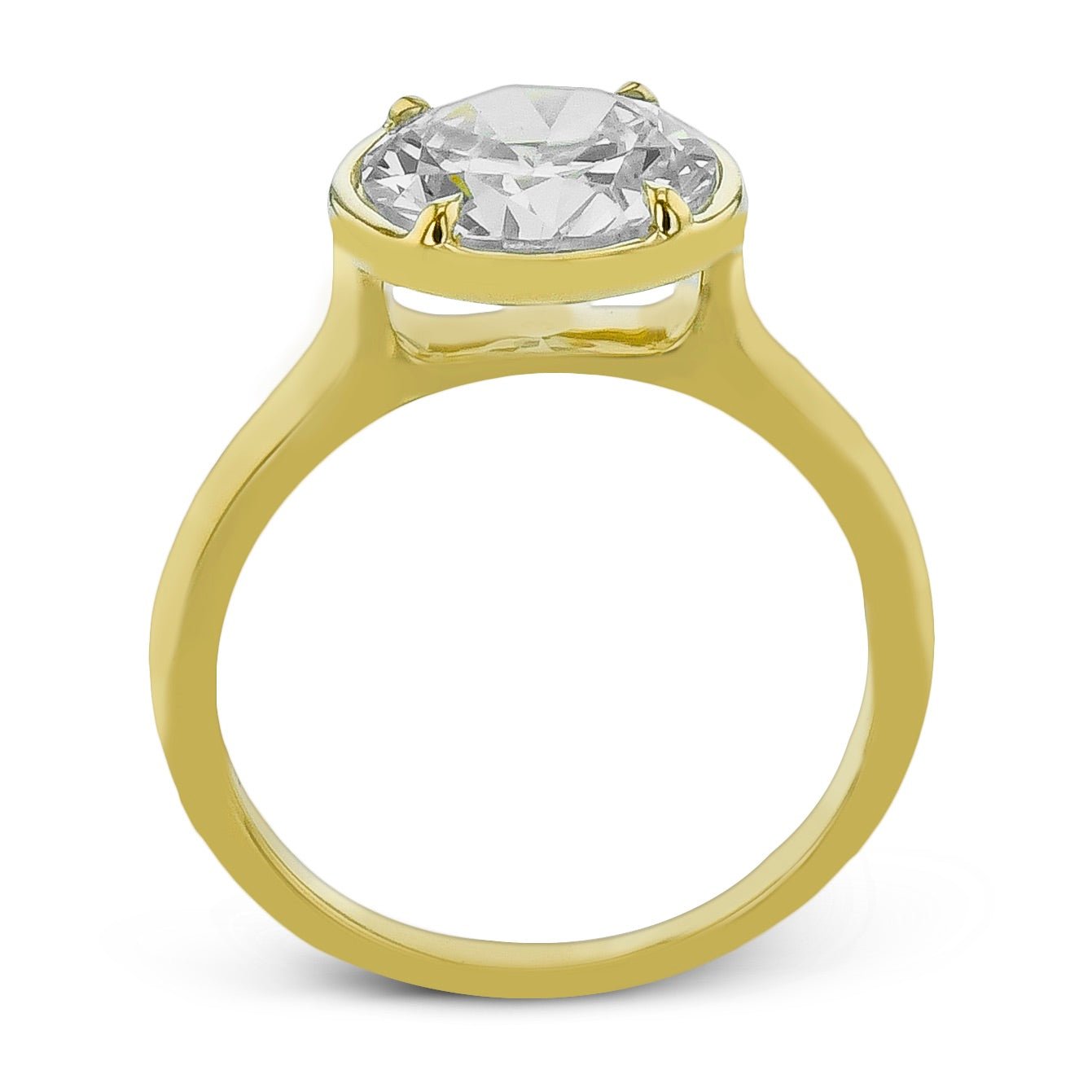 Round - cut Bezel - Prong Engagement Ring in 18k Gold - Simon G. Jewelry