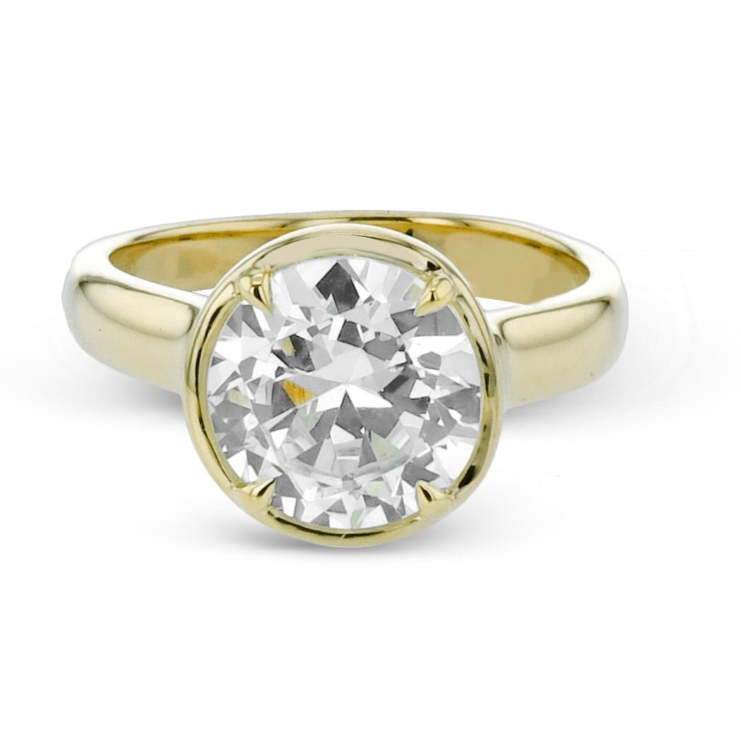 Round - cut Bezel - Prong Engagement Ring in 18k Gold - Simon G. Jewelry