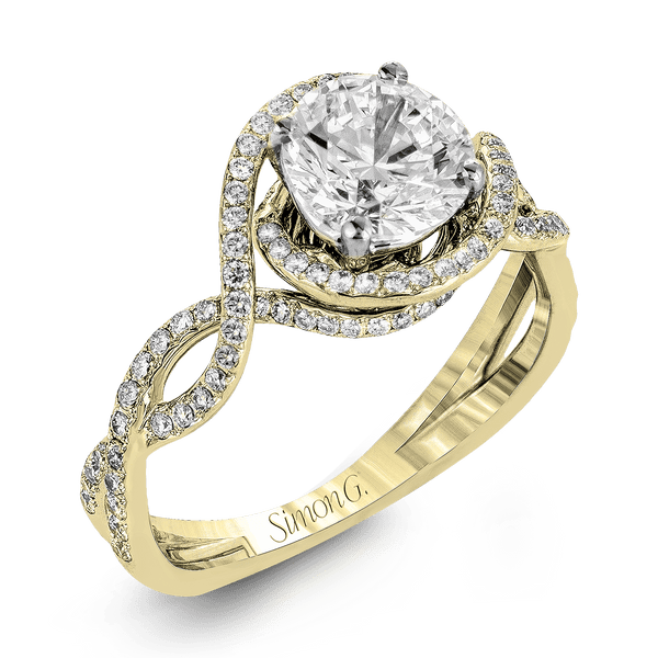 Round - Cut Criss - Cross Engagement Ring In 18k Gold With Diamonds - Simon G. Jewelry