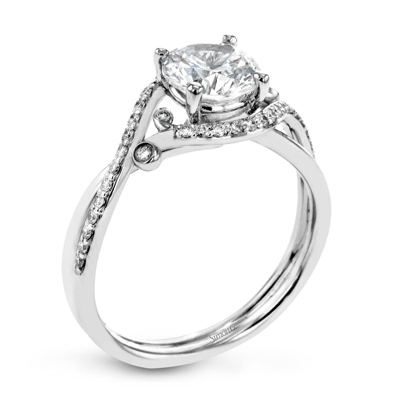 Round - Cut Criss - Cross Engagement Ring In 18k Gold With Diamonds - Simon G. Jewelry