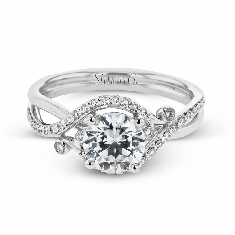 Round - Cut Criss - Cross Engagement Ring In 18k Gold With Diamonds - Simon G. Jewelry