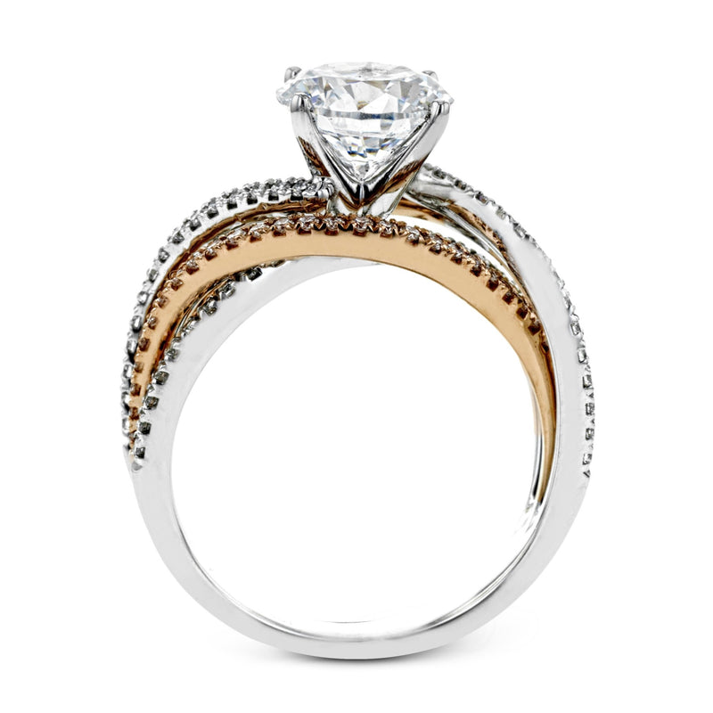 Round - Cut Criss - Cross Engagement Ring In 18k Gold With Diamonds - Simon G. Jewelry