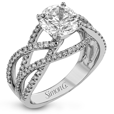 Round - Cut Criss - Cross Engagement Ring In 18k Gold With Diamonds - Simon G. Jewelry