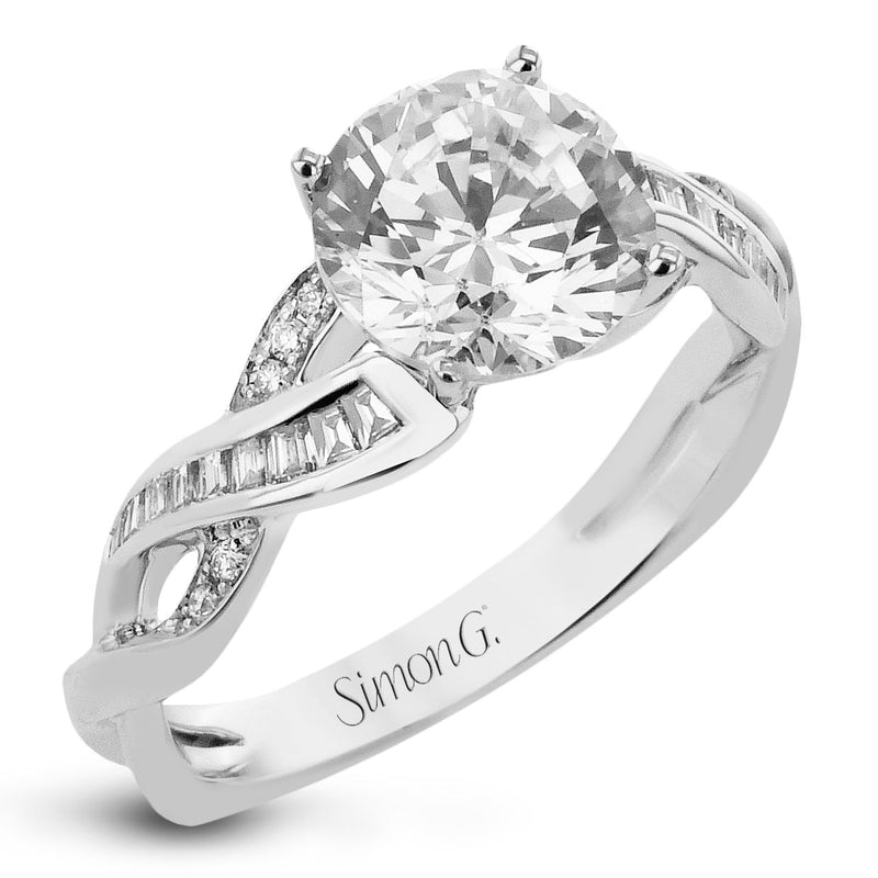 Round - Cut Criss - Cross Engagement Ring In 18k Gold With Diamonds - Simon G. Jewelry