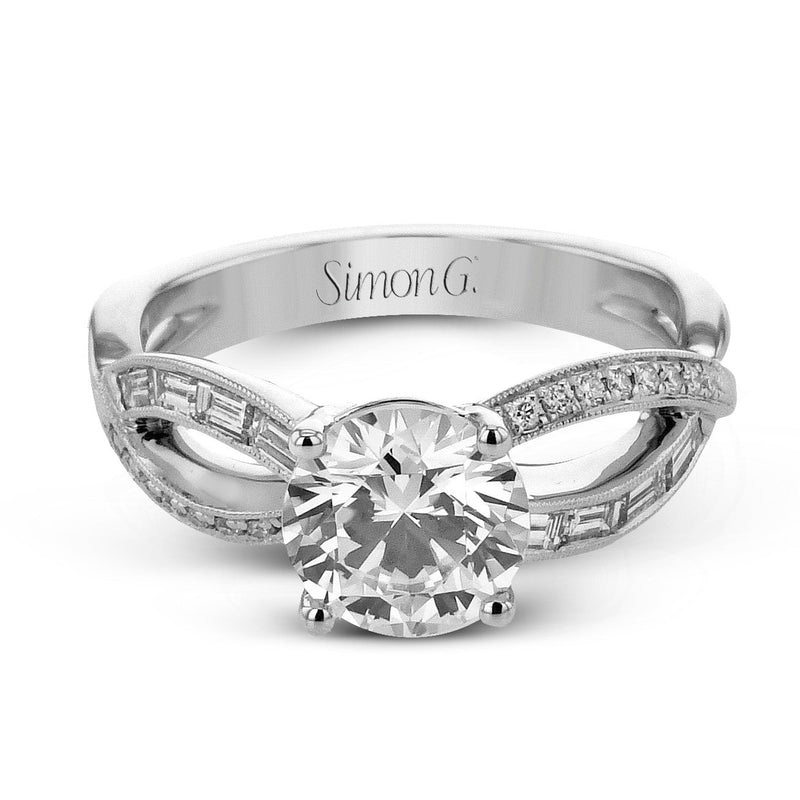 Round - Cut Criss - Cross Engagement Ring In 18k Gold With Diamonds - Simon G. Jewelry