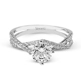 Round - cut Criss - cross Engagement Ring in 18k Gold with Diamonds - Simon G. Jewelry