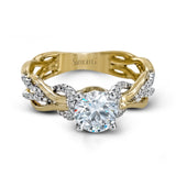 Round - Cut Criss - Cross Engagement Ring In 18k Gold With Diamonds - Simon G. Jewelry