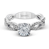 Round - cut Criss - cross Engagement Ring & Matching Wedding Band in 18K Gold with Diamonds - Simon G. Jewelry