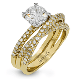 Round - cut Criss - cross Engagement Ring & Matching Wedding Set in 18k Gold with Diamonds - Simon G. Jewelry