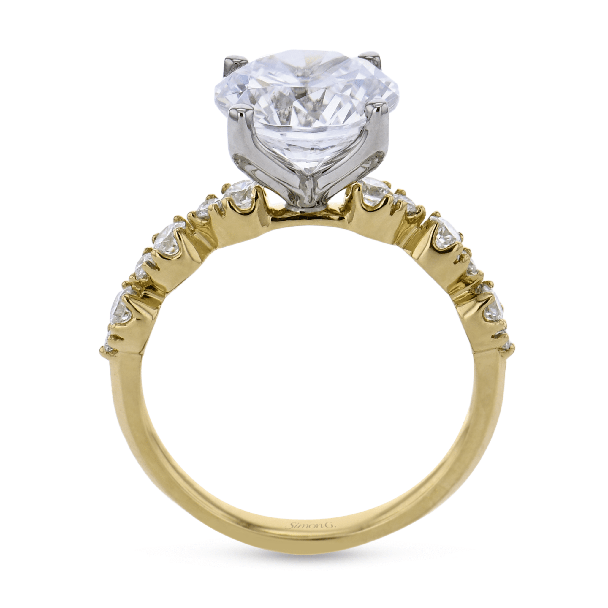 Round-cut Diamond Tulip Engagement Ring in 18k Gold - Simon G. Jewelry