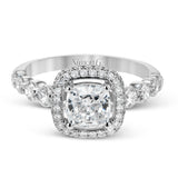 Round - Cut Double - Halo Engagement Ring In 18k Gold With Diamonds - Simon G. Jewelry