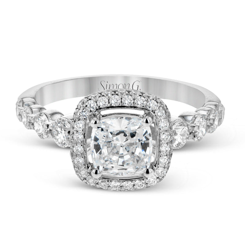 Round - Cut Double - Halo Engagement Ring In 18k Gold With Diamonds - Simon G. Jewelry