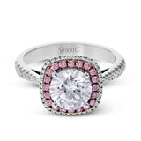 Round - cut Double Halo Engagement Ring in 18k Gold with Diamonds - Simon G. Jewelry