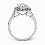 Round - cut Double - Halo Engagement Ring & Matching Wedding Band in 18k Gold with Diamonds - Simon G. Jewelry