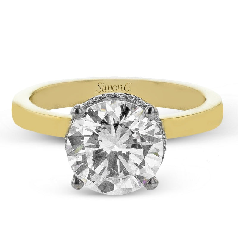 Round - Cut Double Hidden Halo Engagement Ring In 18k Gold With Diamonds - Simon G. Jewelry