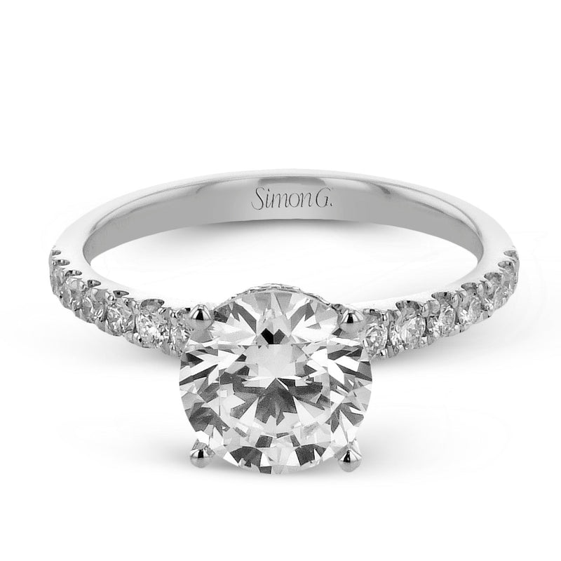 Round - Cut Double Hidden Halo Engagement Ring In 18k Gold With Diamonds - Simon G. Jewelry