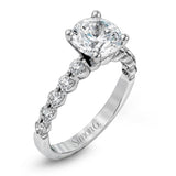 Round - cut Engagement Ring and Matching Wedding Band in 18k Gold with Diamonds - Simon G. Jewelry