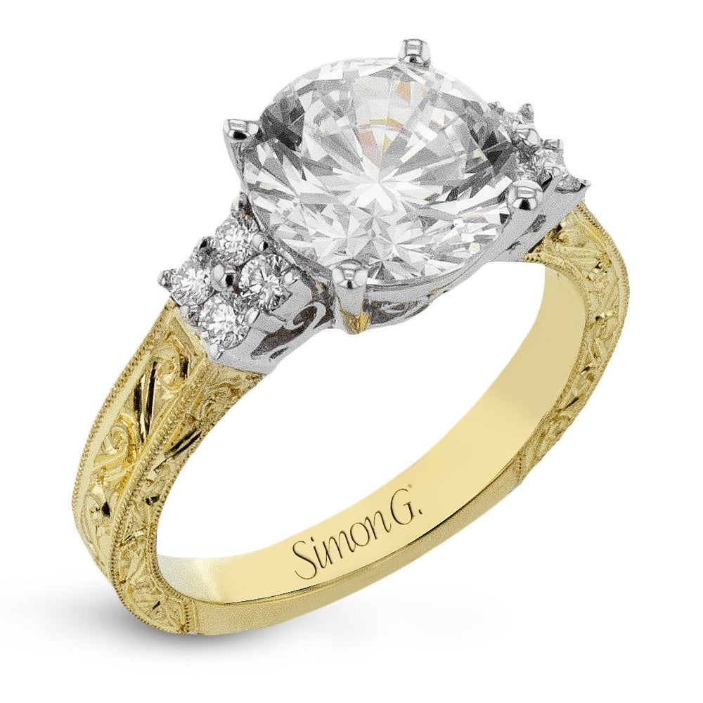 Round-cut Engagement Ring in 18k Gold with Diamonds – Simon G. Jewelry 