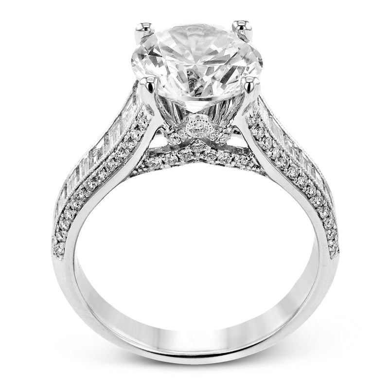 Round - cut Engagement Ring in 18k Gold with Diamonds (Custom Order) - Simon G. Jewelry