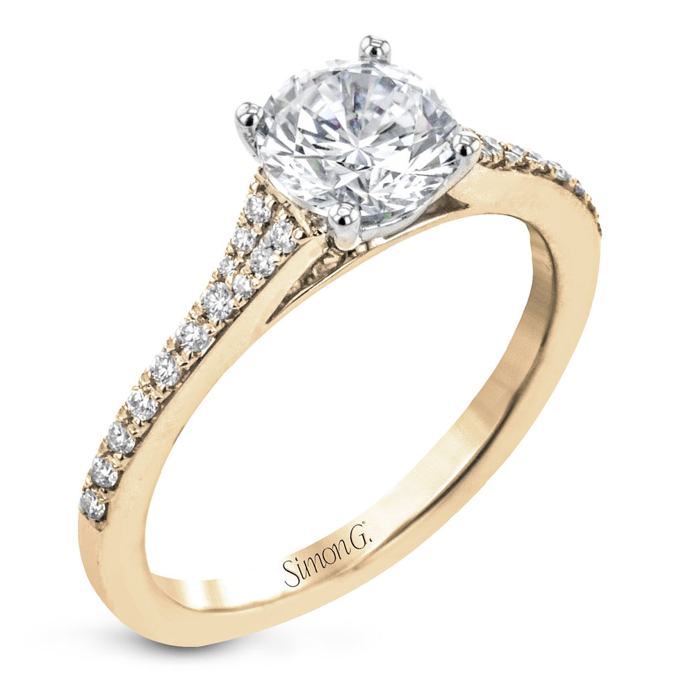 Round Cut Engagement Ring In 18k Gold With Diamonds Simon G. Jewelry